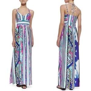 Amanda Uprichard 100% silk maxi dress with a cloud-print